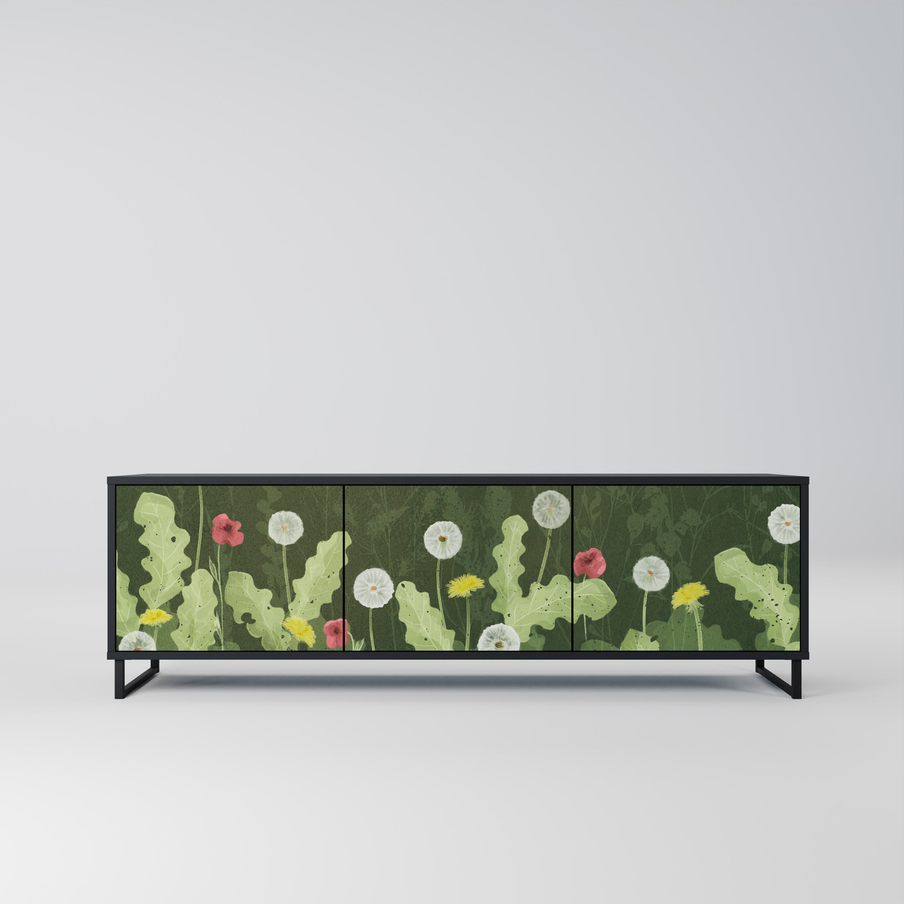 DANDELION AMUSE 3-Door TV Stand in Black Finish