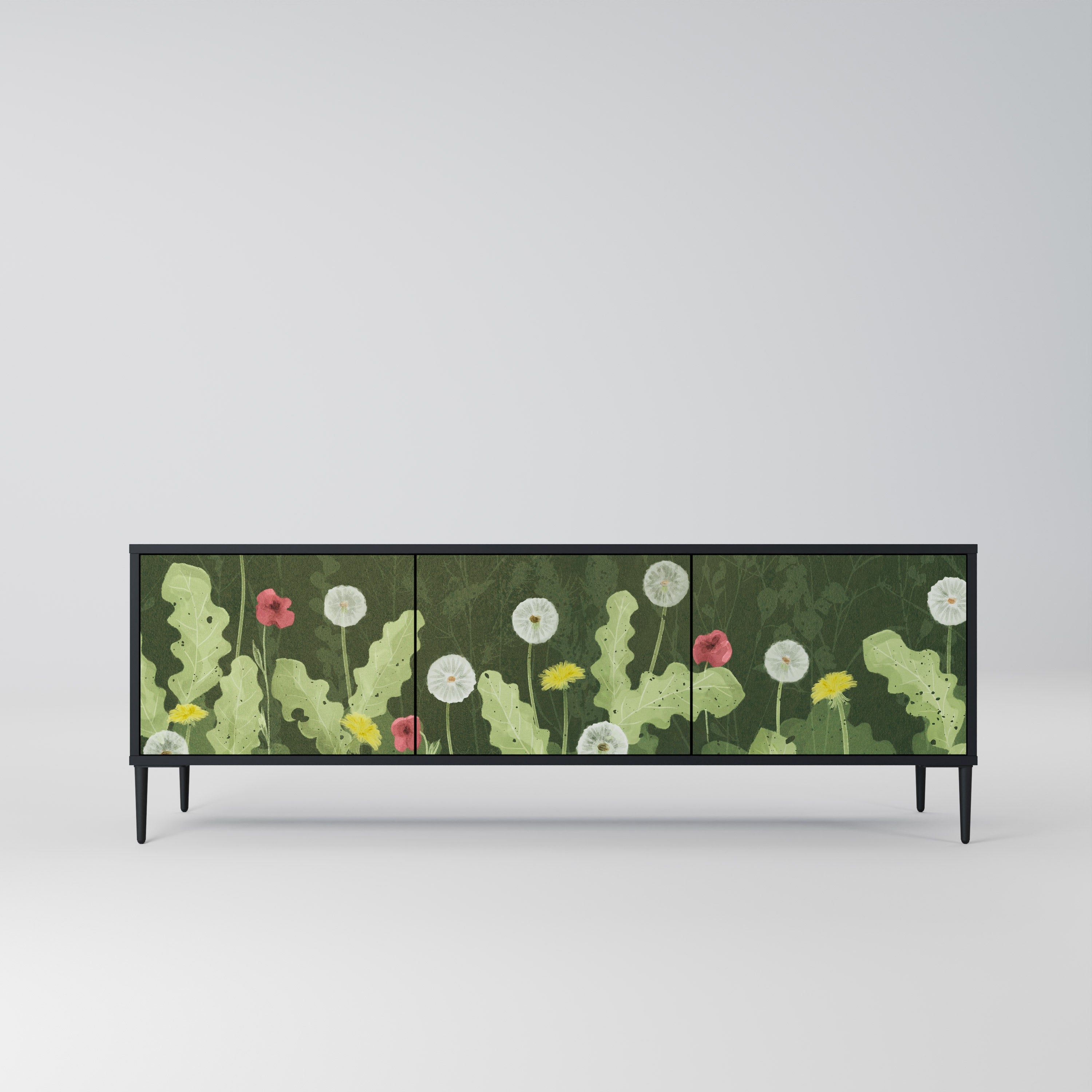 DANDELION AMUSE 3-Door TV Stand in Black Finish