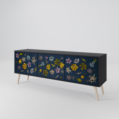 FLOWERS ON NAVY BLUE Móvel de TV de 3 Portas
