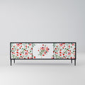 FLOWERS AND STRAWBERRIES 3-Door TV Stand in Black Finish