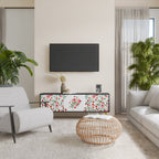 FLOWERS AND STRAWBERRIES 3-Door TV Stand in Black Finish