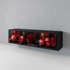 DAHLIAS AND POMEGRANATES 3-Door TV Stand in Black Finish