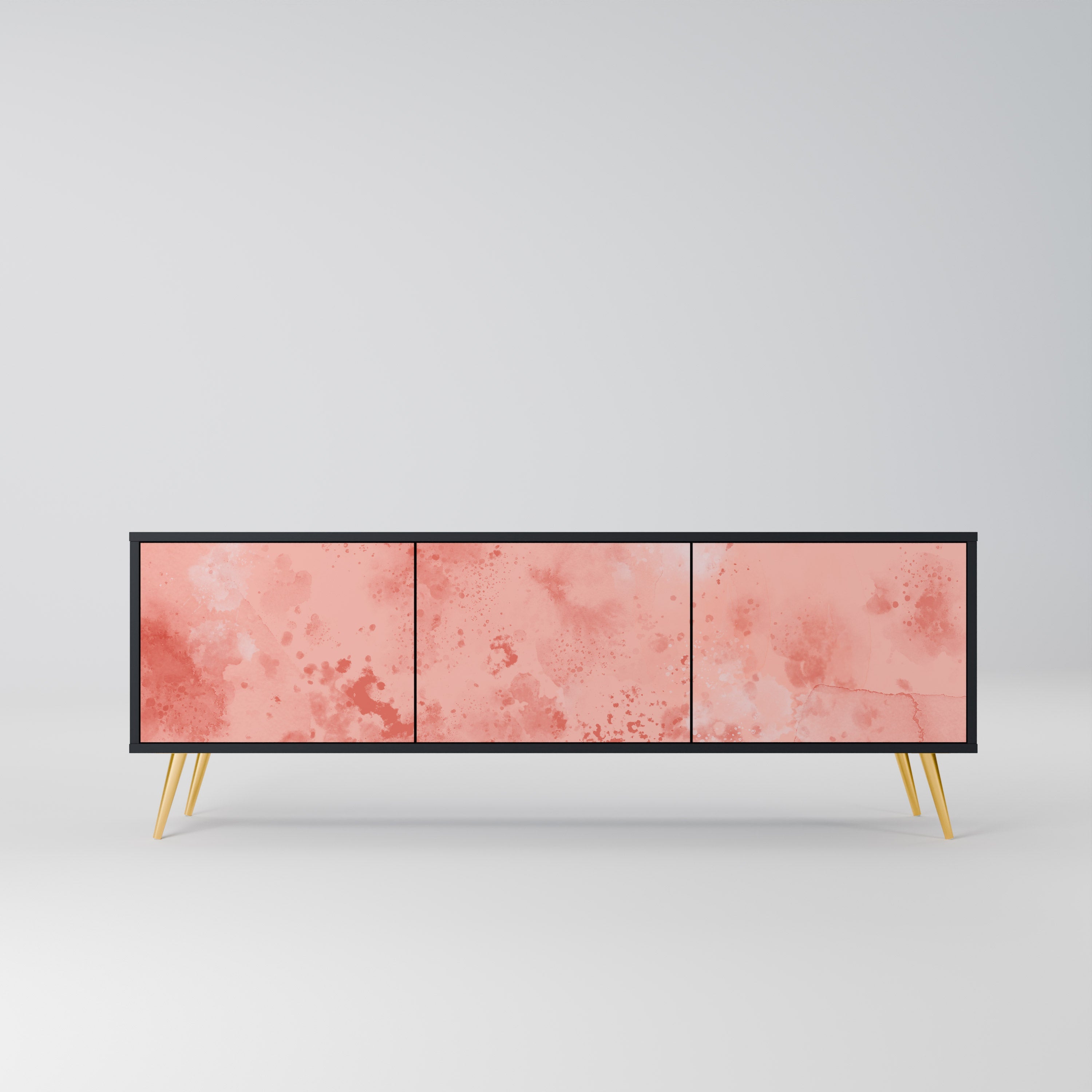 CRANE DANCE 3-Door TV Stand in Black Finish