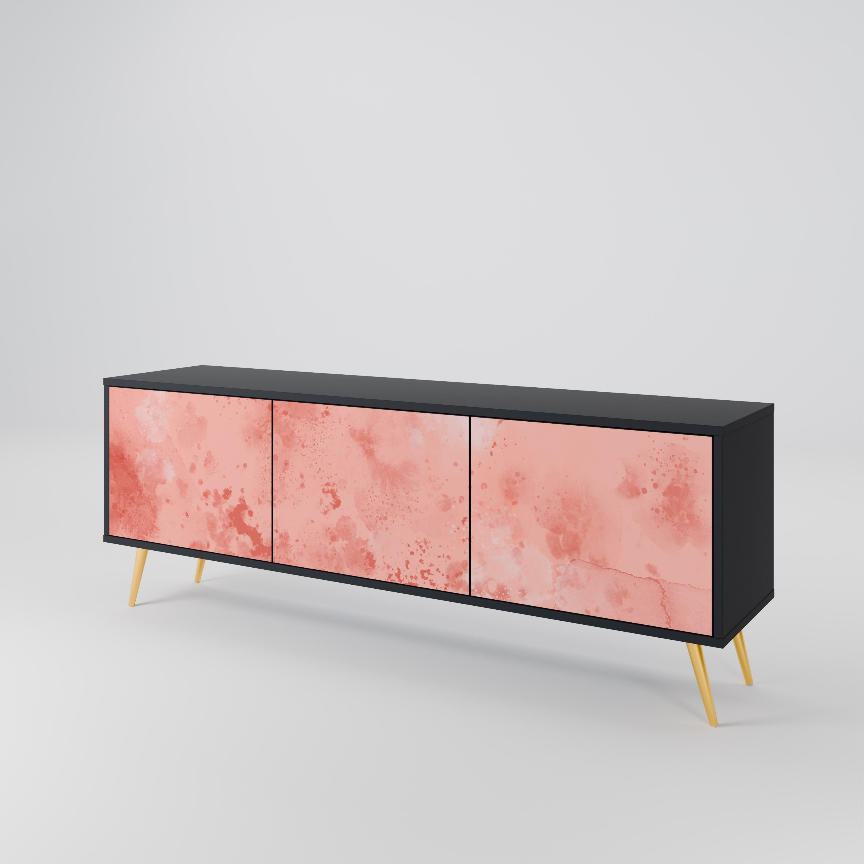 CRANE DANCE 3-Door TV Stand in Black Finish