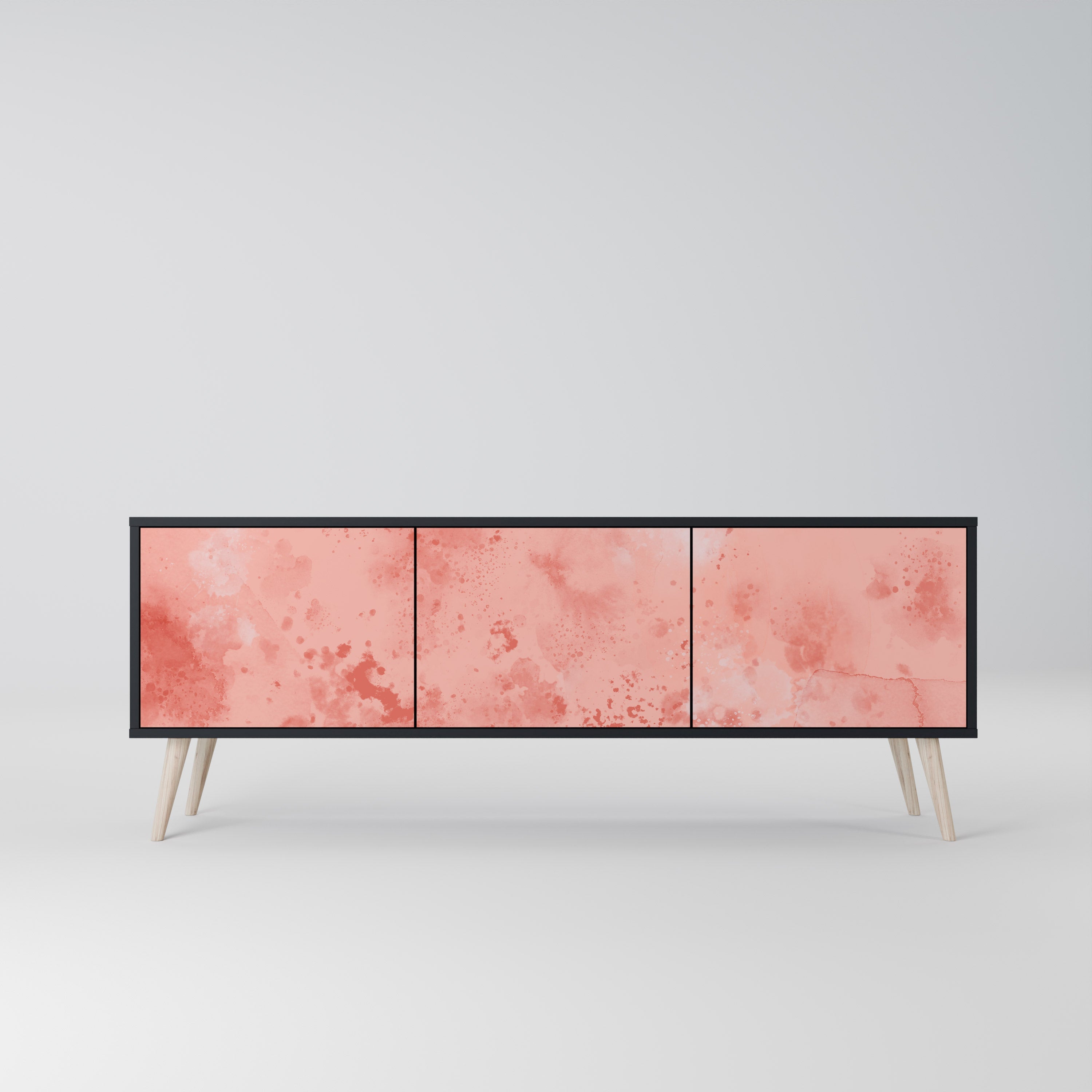 CRANE DANCE 3-Door TV Stand in Black Finish