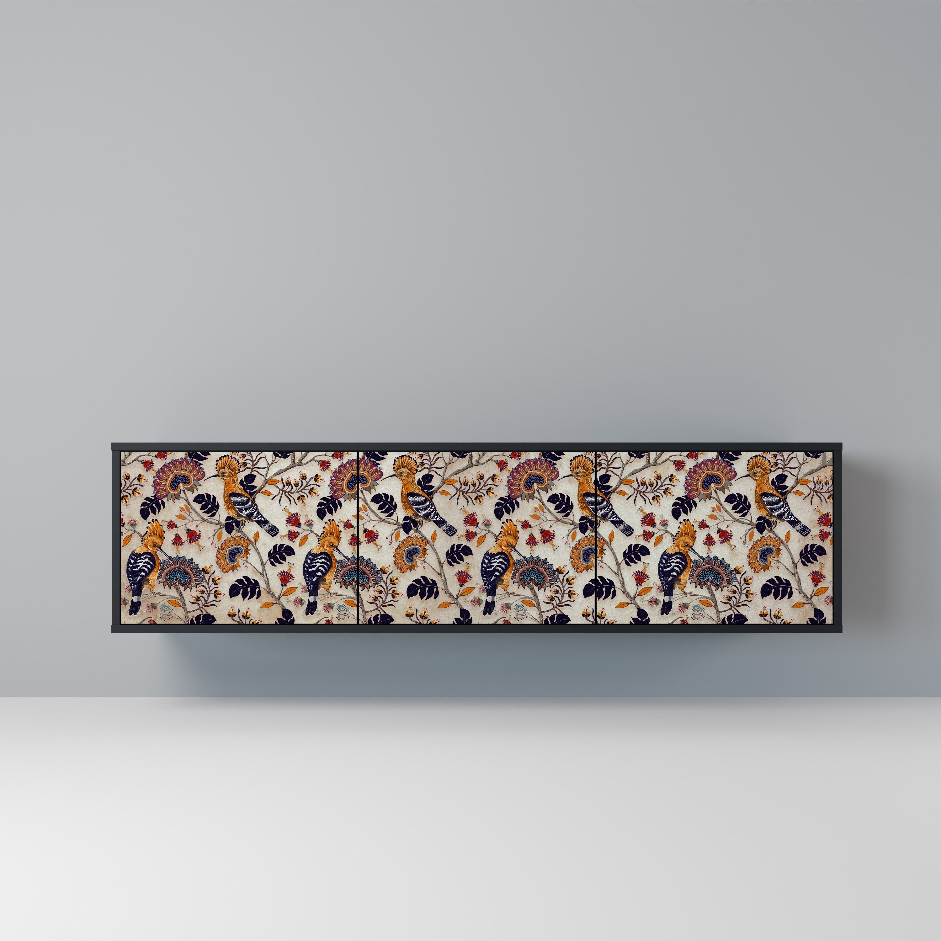 EMINENT HOOPOE 3-Door TV Stand in Black Finish