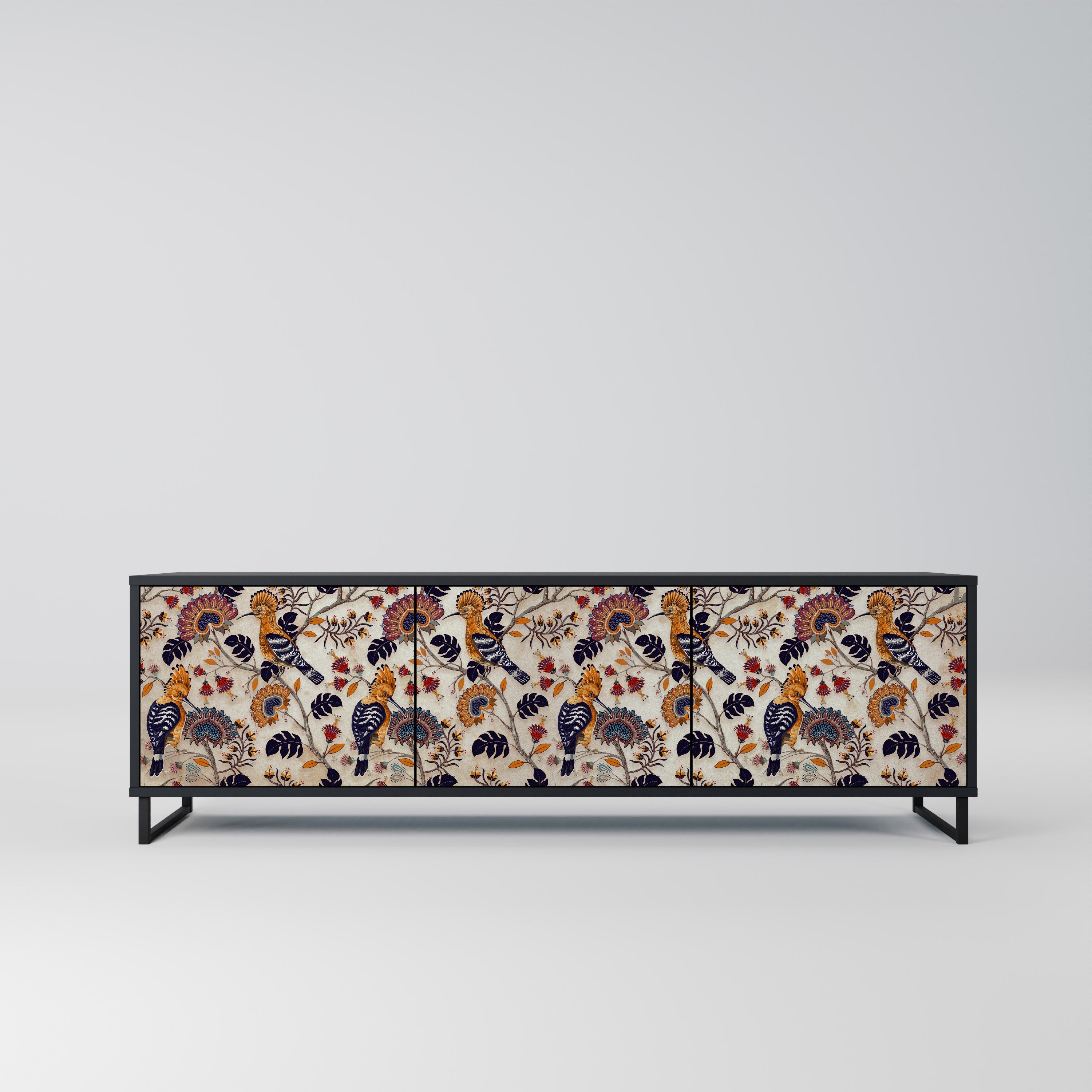 EMINENT HOOPOE 3-Door TV Stand in Black Finish