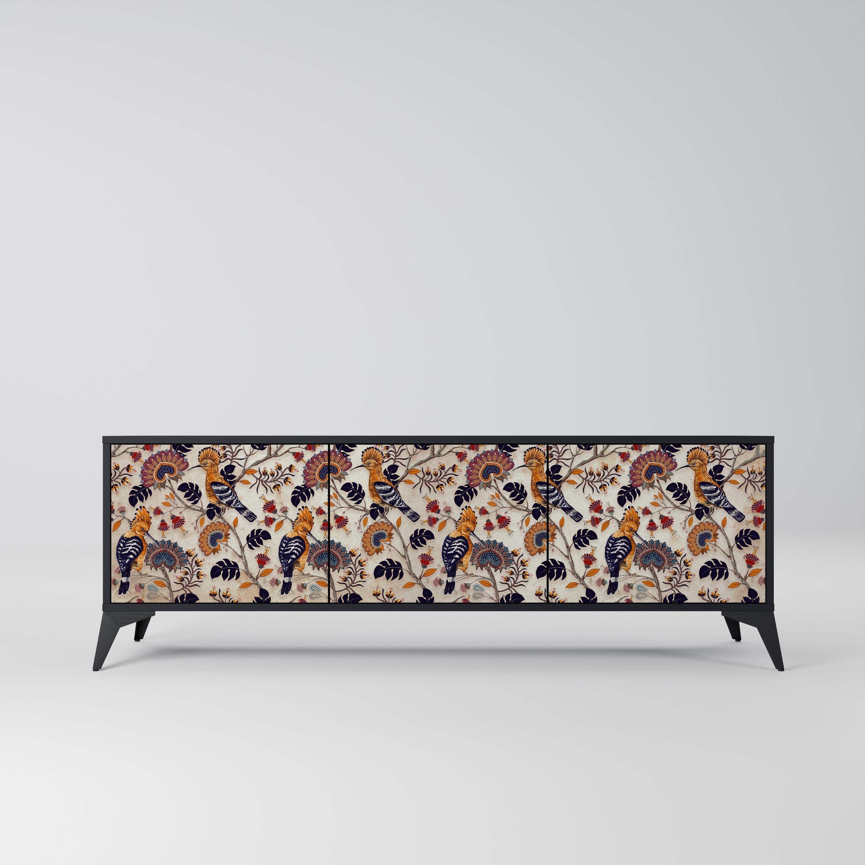 EMINENT HOOPOE 3-Door TV Stand in Black Finish