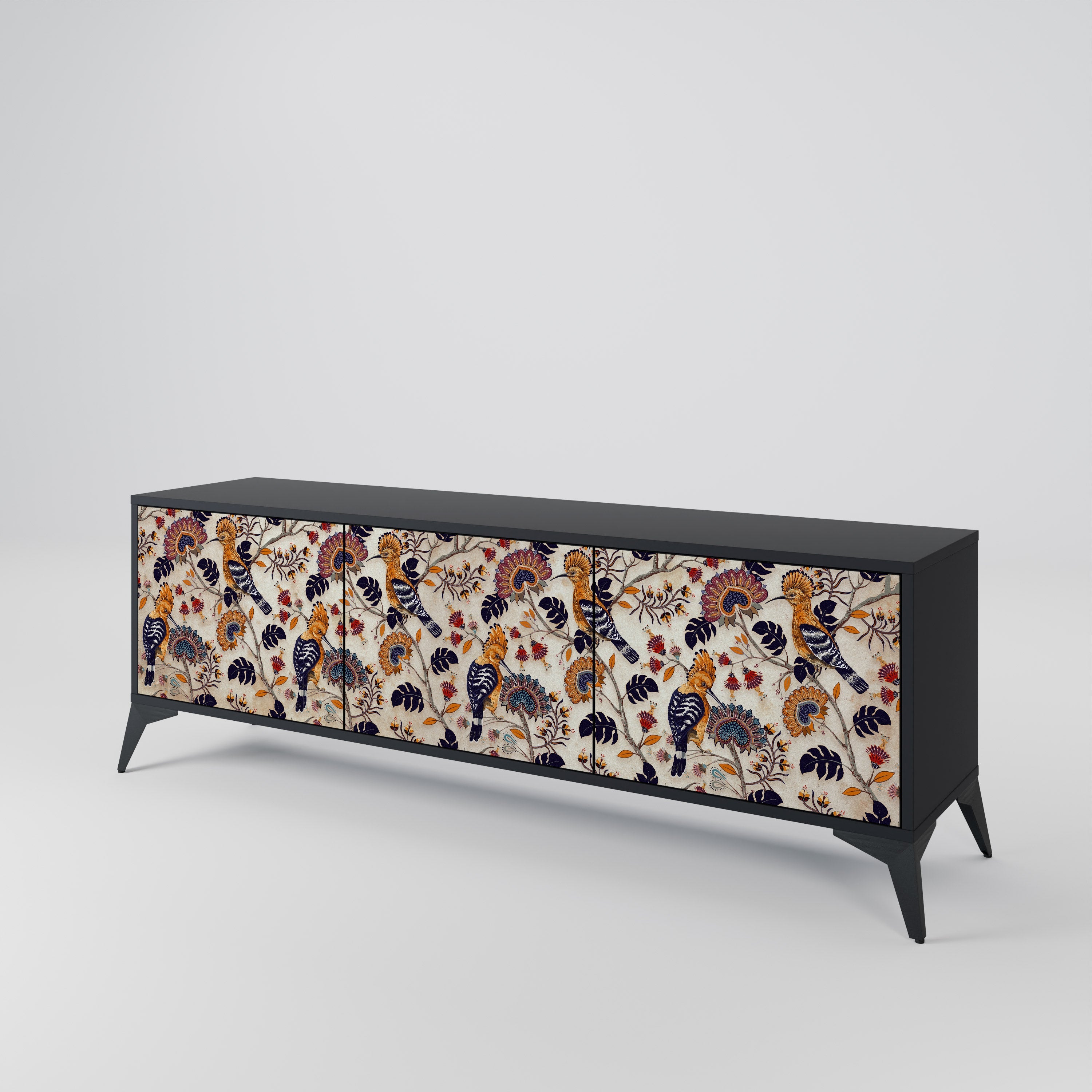 EMINENT HOOPOE Móvel de TV com 3 Portas em Acabamento Preto