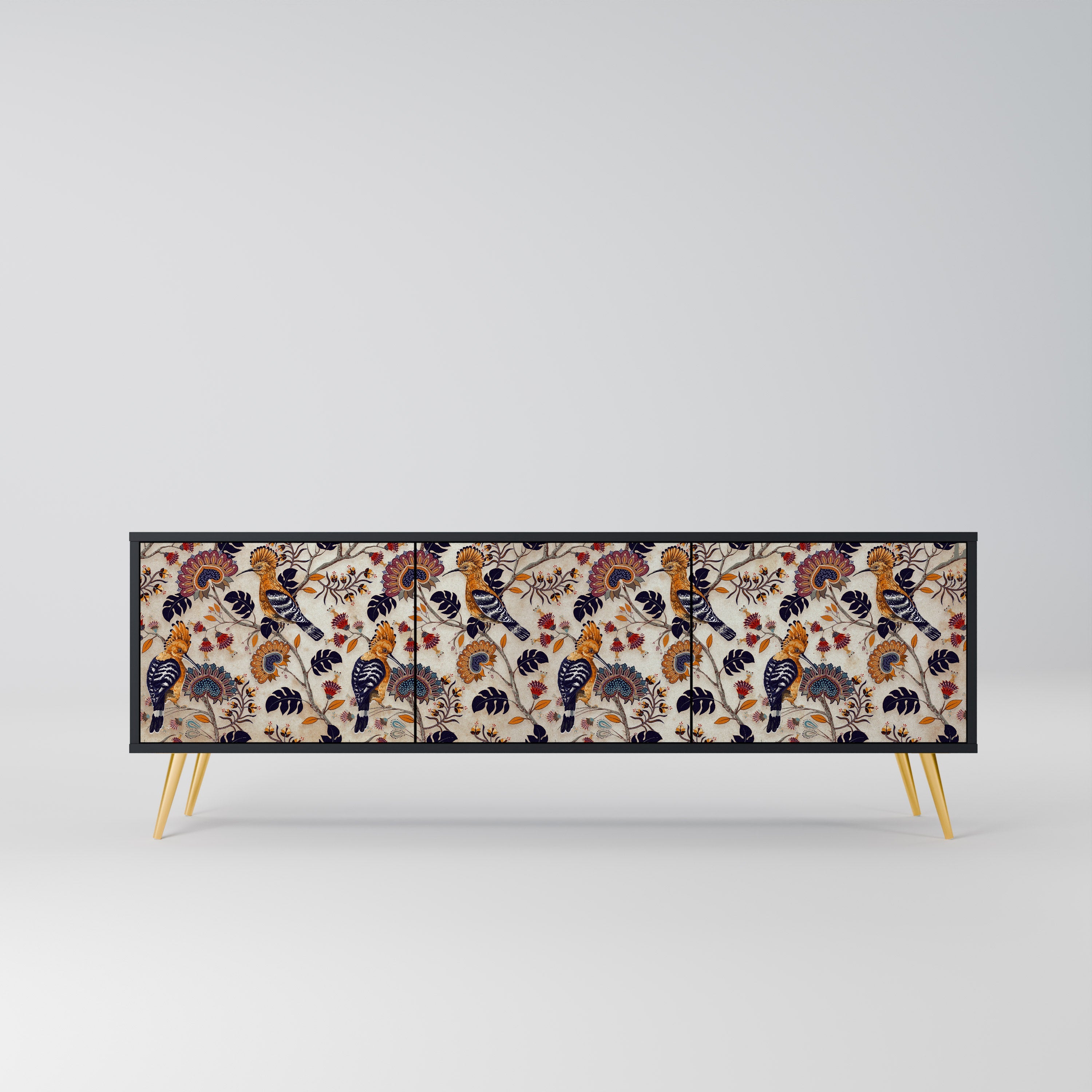 EMINENT HOOPOE 3-Door TV Stand in Black Finish