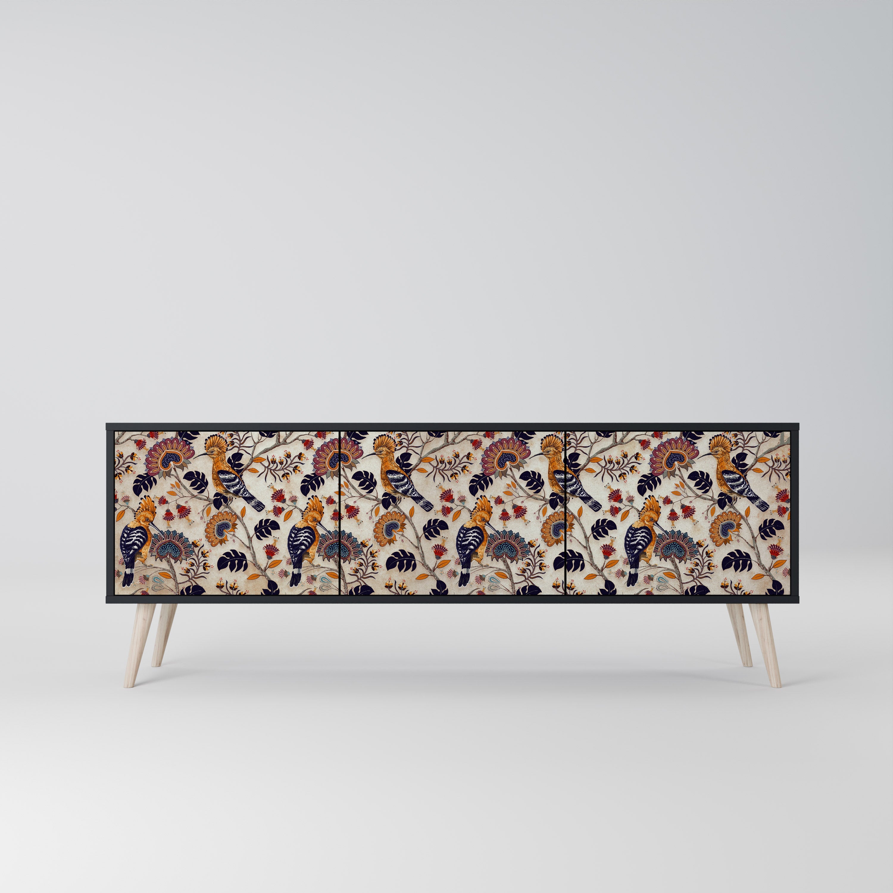 EMINENT HOOPOE 3-Door TV Stand in Black Finish