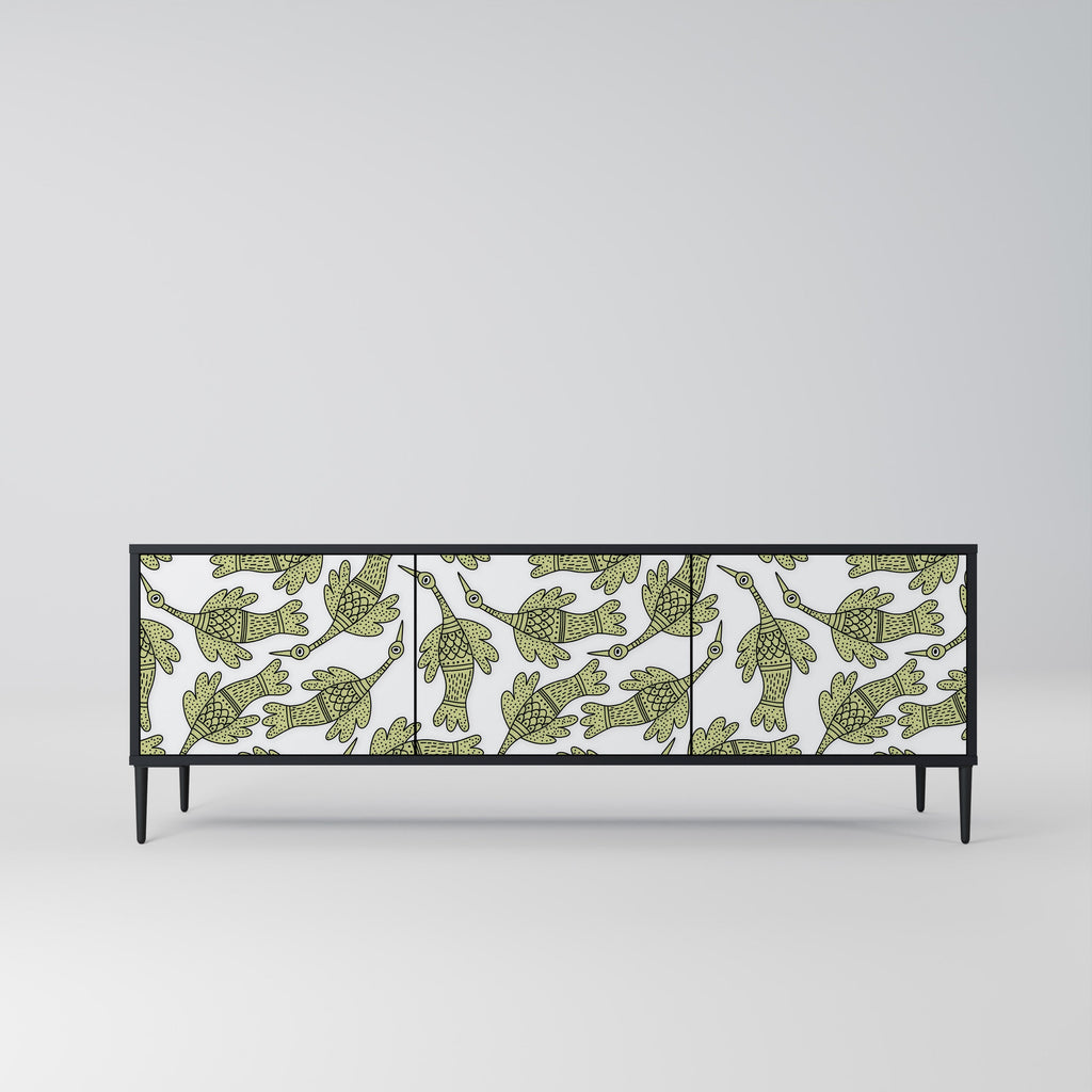 SEEDLING SONGBIRD 3-Door TV Stand in Black Finish