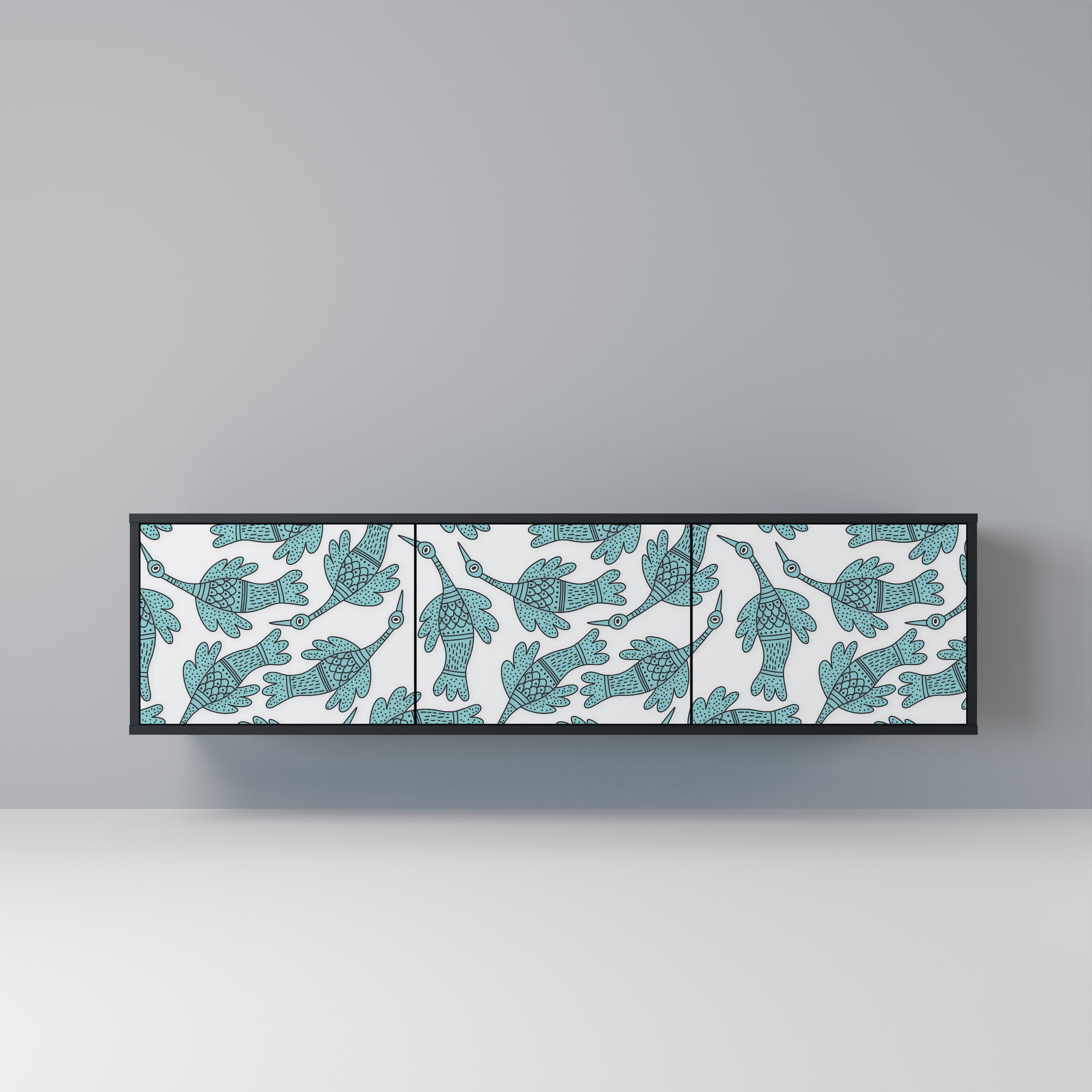 WATERSPOUT SONGIBIRD 3-Door TV Stand in Black Finish