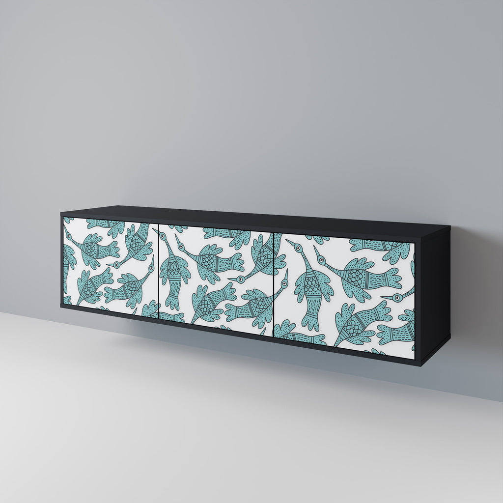 WATERSPOUT SONGIBIRD 3-Door TV Stand in Black Finish