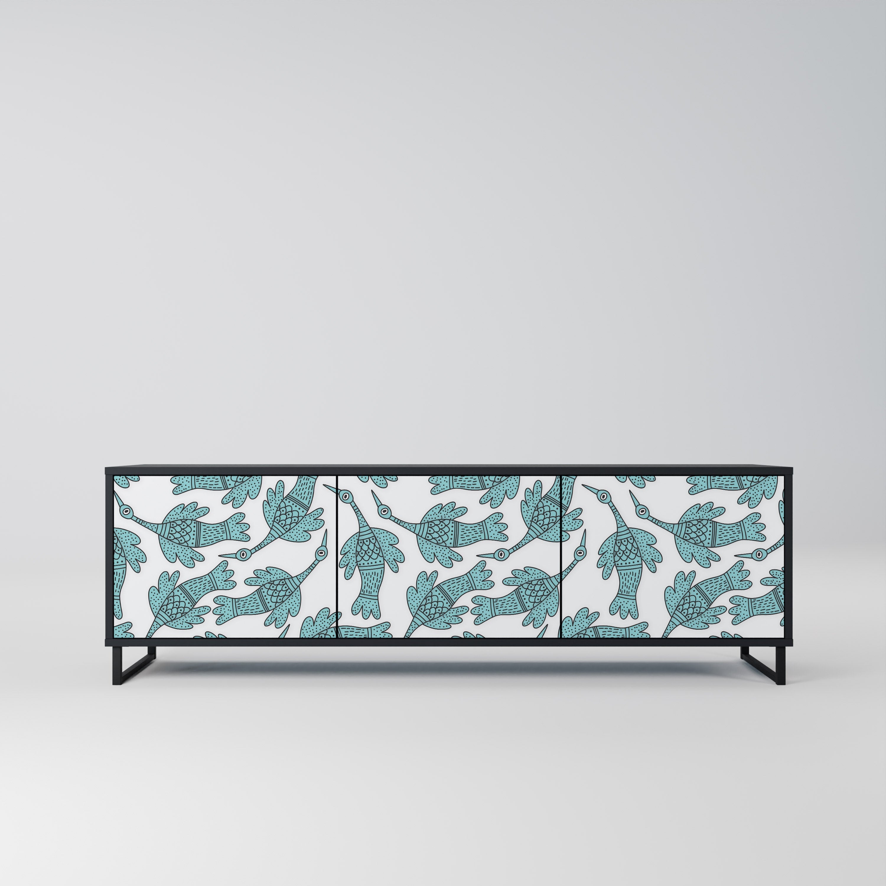 WATERSPOUT SONGIBIRD 3-Door TV Stand in Black Finish