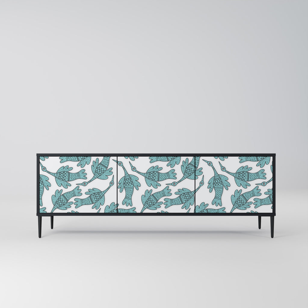 WATERSPOUT SONGIBIRD 3-Door TV Stand in Black Finish