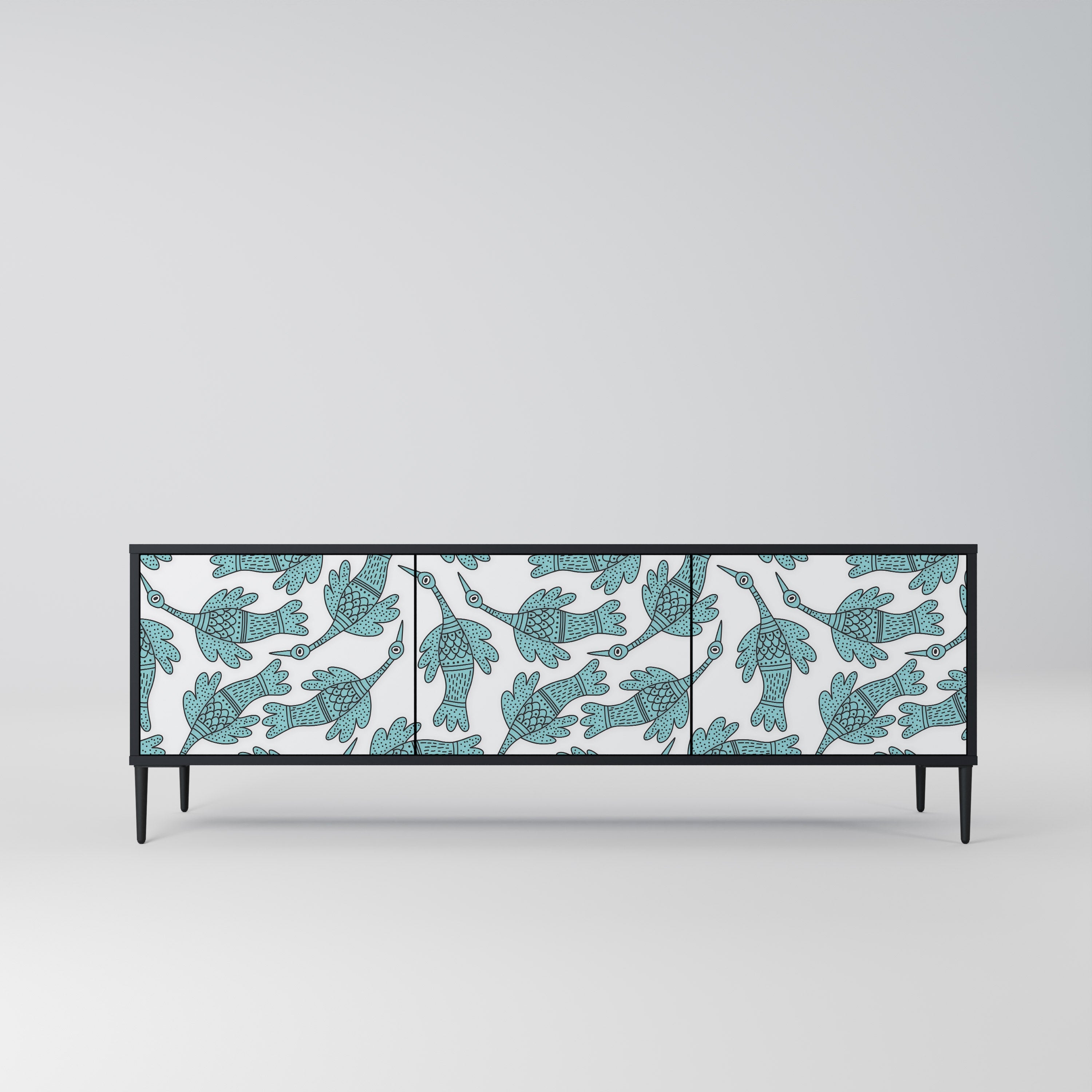 WATERSPOUT SONGIBIRD 3-Door TV Stand in Black Finish