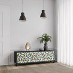 INDIAN FISH 3-Door TV Stand in Black Finish