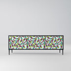 INDIAN FISH 3-Door TV Stand in Black Finish