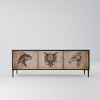 STEAMPUNK CLAN 3-Door TV Stand in Black Finish