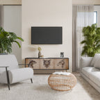 STEAMPUNK CLAN 3-Door TV Stand in Black Finish