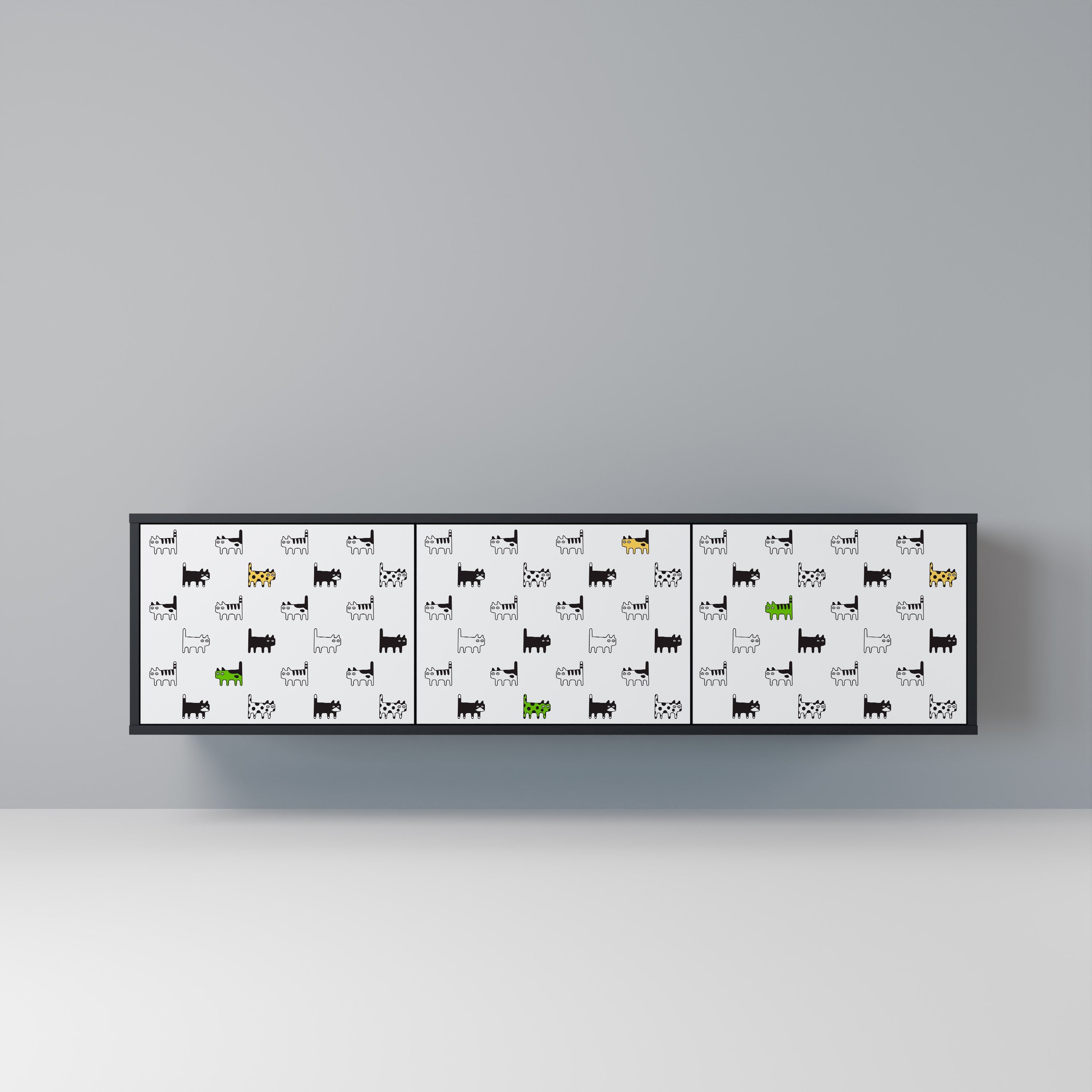 CATS COMPILATION 3-Door TV Stand in Black Finish