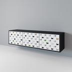 CATS COMPILATION Móvel de TV com 3 Portas em Acabamento Preto