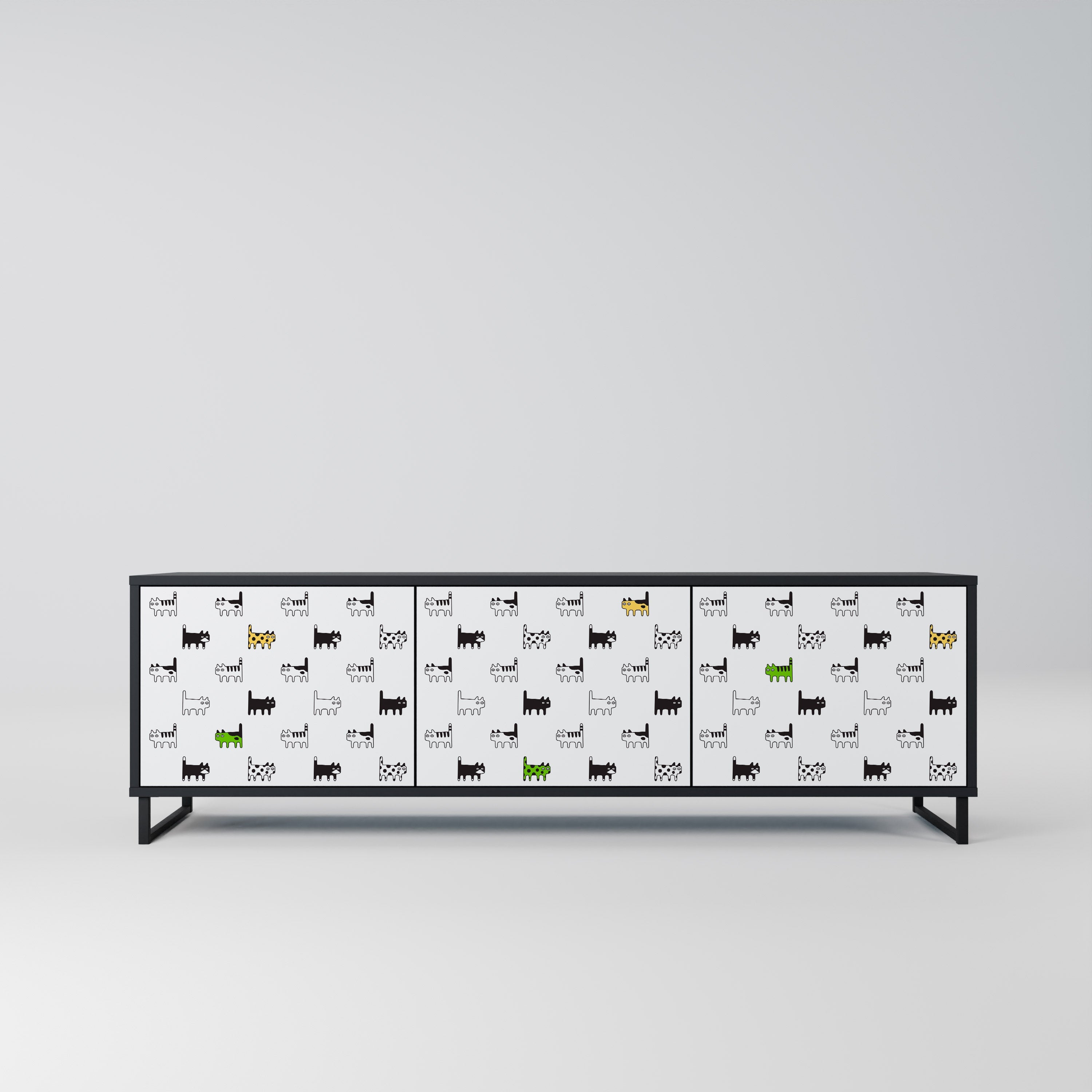 CATS COMPILATION 3-Door TV Stand in Black Finish