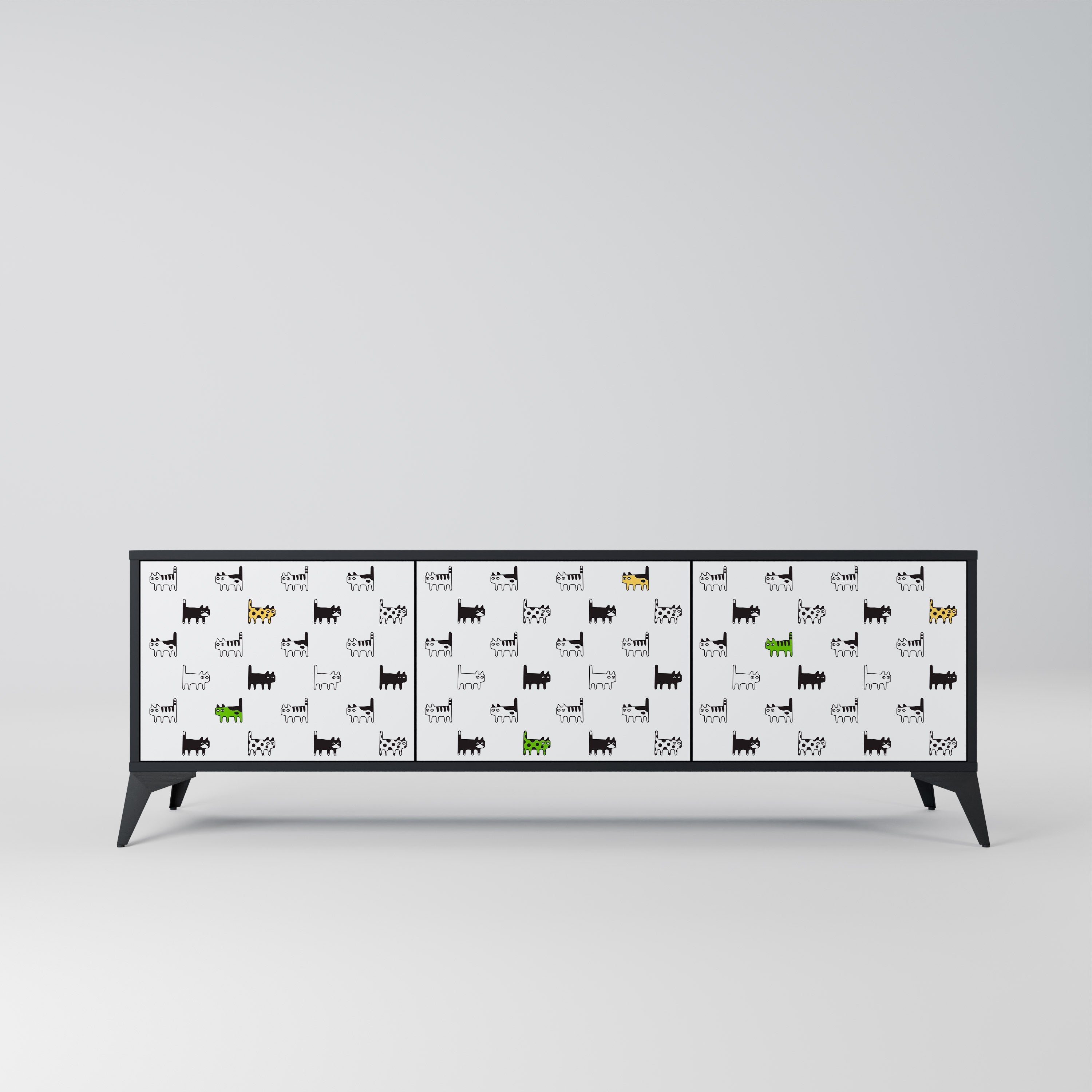 CATS COMPILATION 3-Door TV Stand in Black Finish