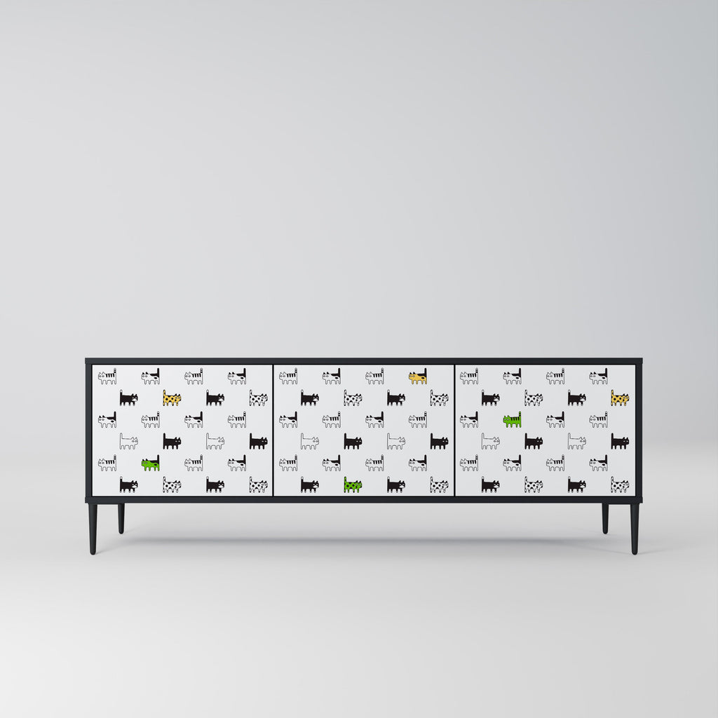 CATS COMPILATION Móvel de TV com 3 Portas em Acabamento Preto