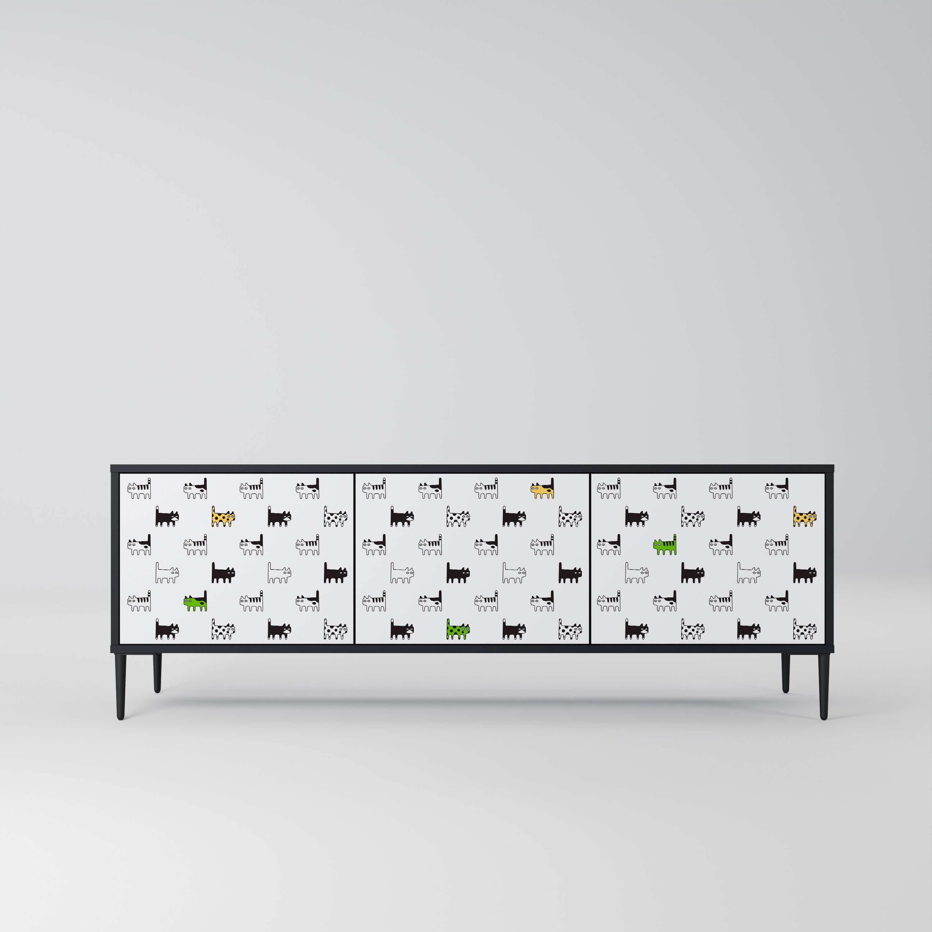 CATS COMPILATION 3-Door TV Stand in Black Finish