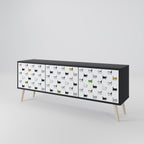 CATS COMPILATION Móvel de TV com 3 Portas em Acabamento Preto