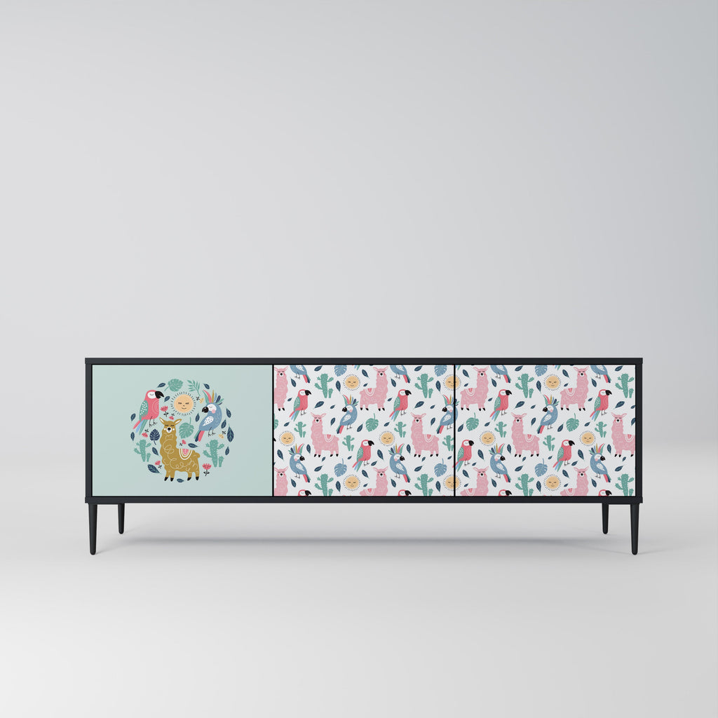 COLORFUL ALPACAS Móvel de TV com 3 Portas em Acabamento Preto