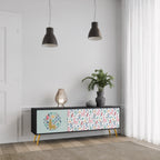 COLORFUL ALPACAS Móvel de TV com 3 Portas em Acabamento Preto