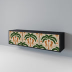 DANCING PREDATORS 3-Door TV Stand in Black Finish