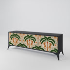 DANCING PREDATORS 3-Door TV Stand in Black Finish