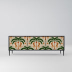 DANCING PREDATORS 3-Door TV Stand in Black Finish