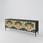 DANCING PREDATORS 3-Door TV Stand in Black Finish