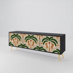 DANCING PREDATORS 3-Door TV Stand in Black Finish