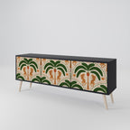 DANCING PREDATORS 3-Door TV Stand in Black Finish