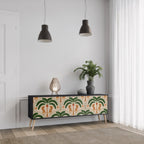 DANCING PREDATORS 3-Door TV Stand in Black Finish