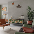 DANCING PREDATORS 3-Door TV Stand in Black Finish