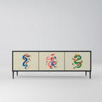 MYTHOLOGICAL CREATURES 3-Door TV Stand in Black Finish