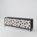 HAPPY HENS 3-Door TV Stand in Black Finish