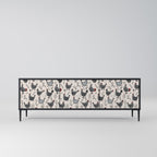 HAPPY HENS 3-Door TV Stand in Black Finish