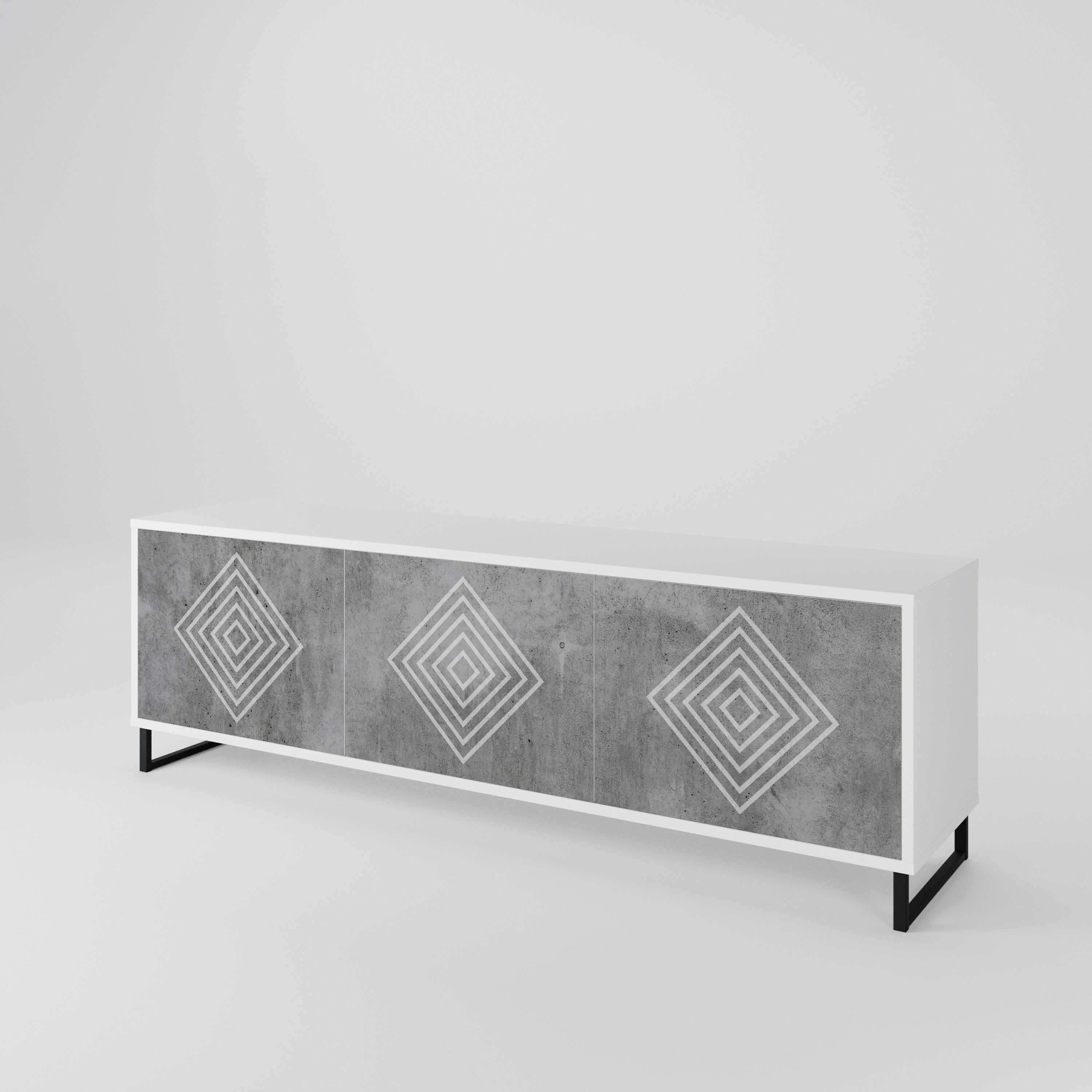 POLYGONAL ARTISTRY 3-Door TV Cabinet