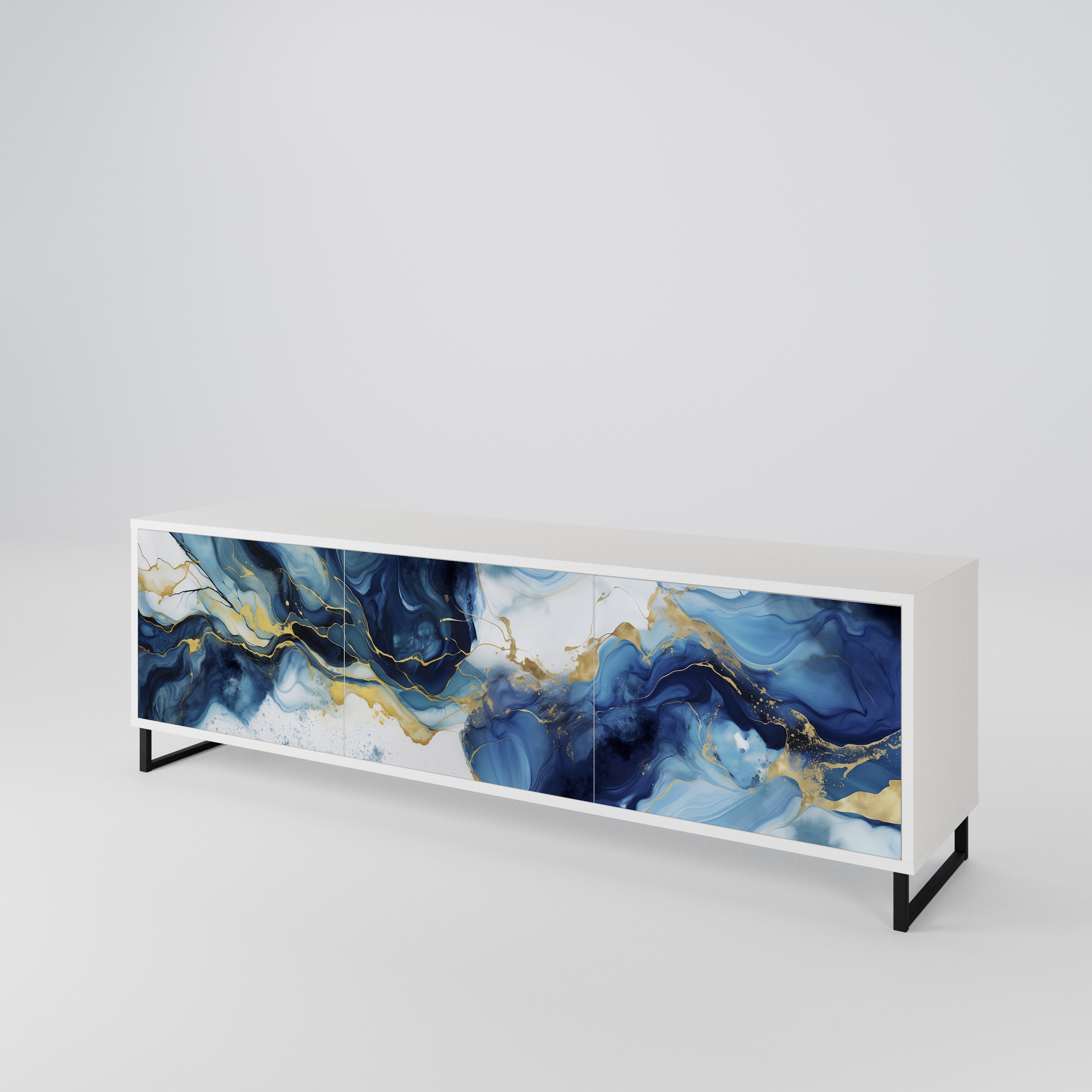 INKY MARBLE 3-Door TV Cabinet