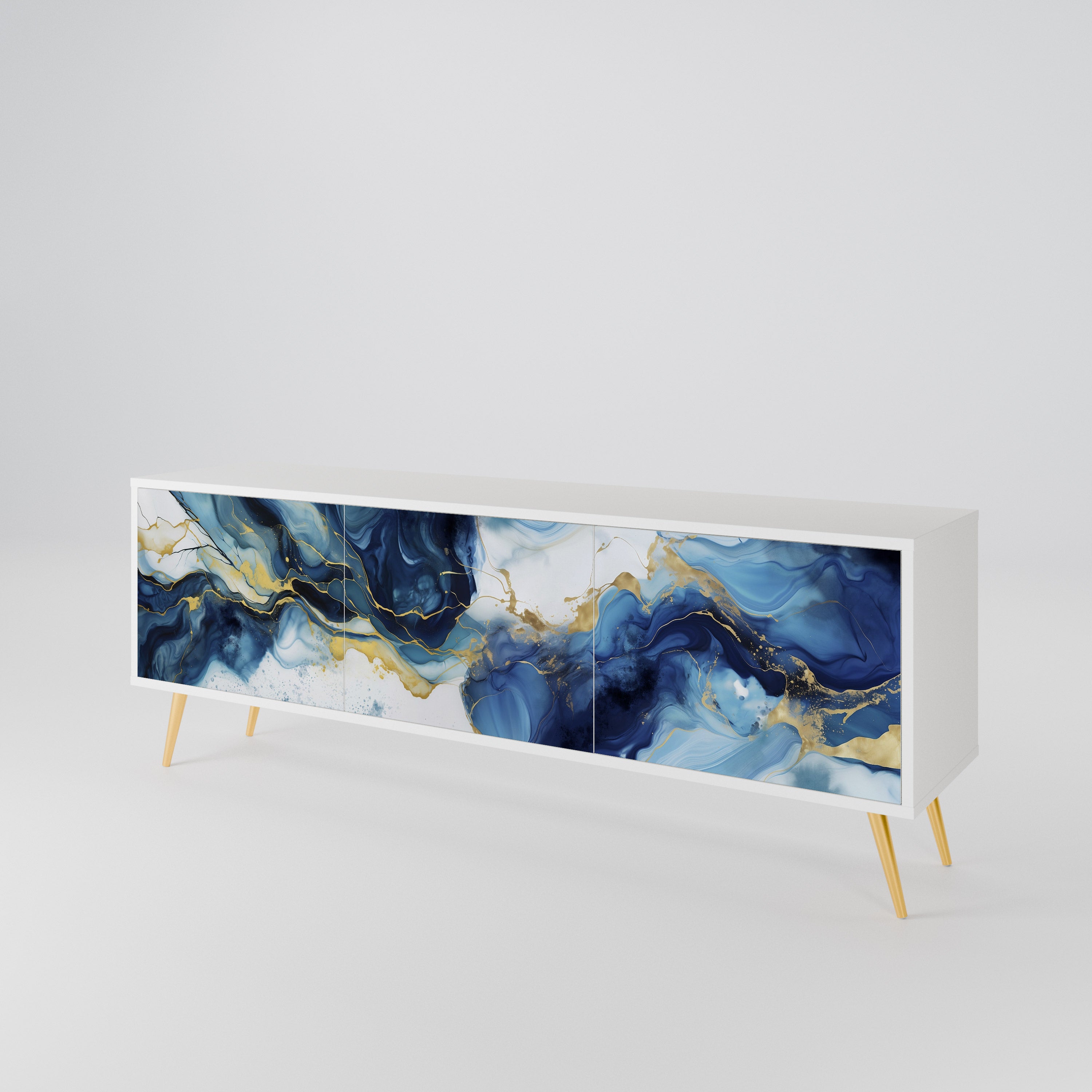 INKY MARBLE 3-Door TV Cabinet