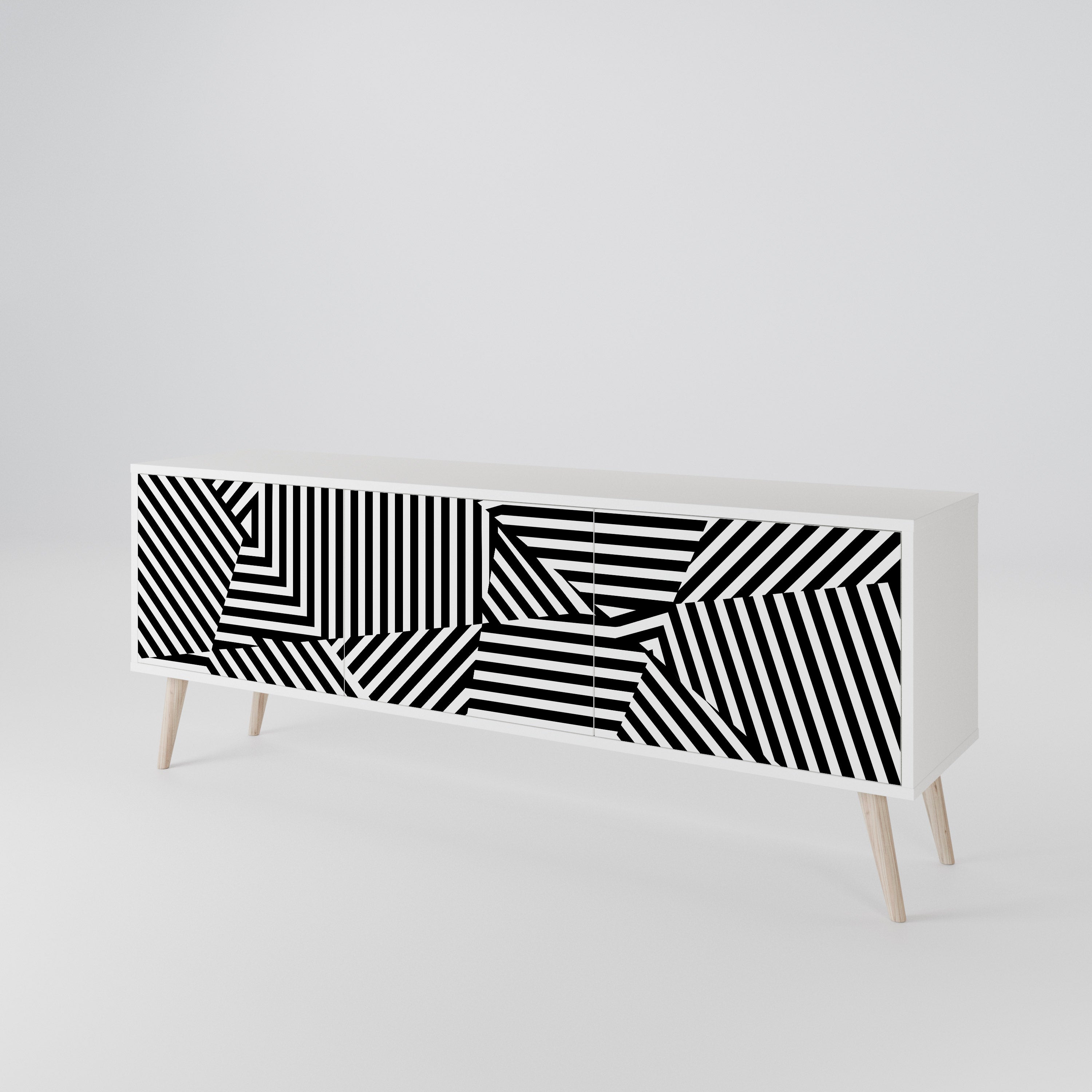 ILLUSIONARY LATTICE 3-Door TV Cabinet