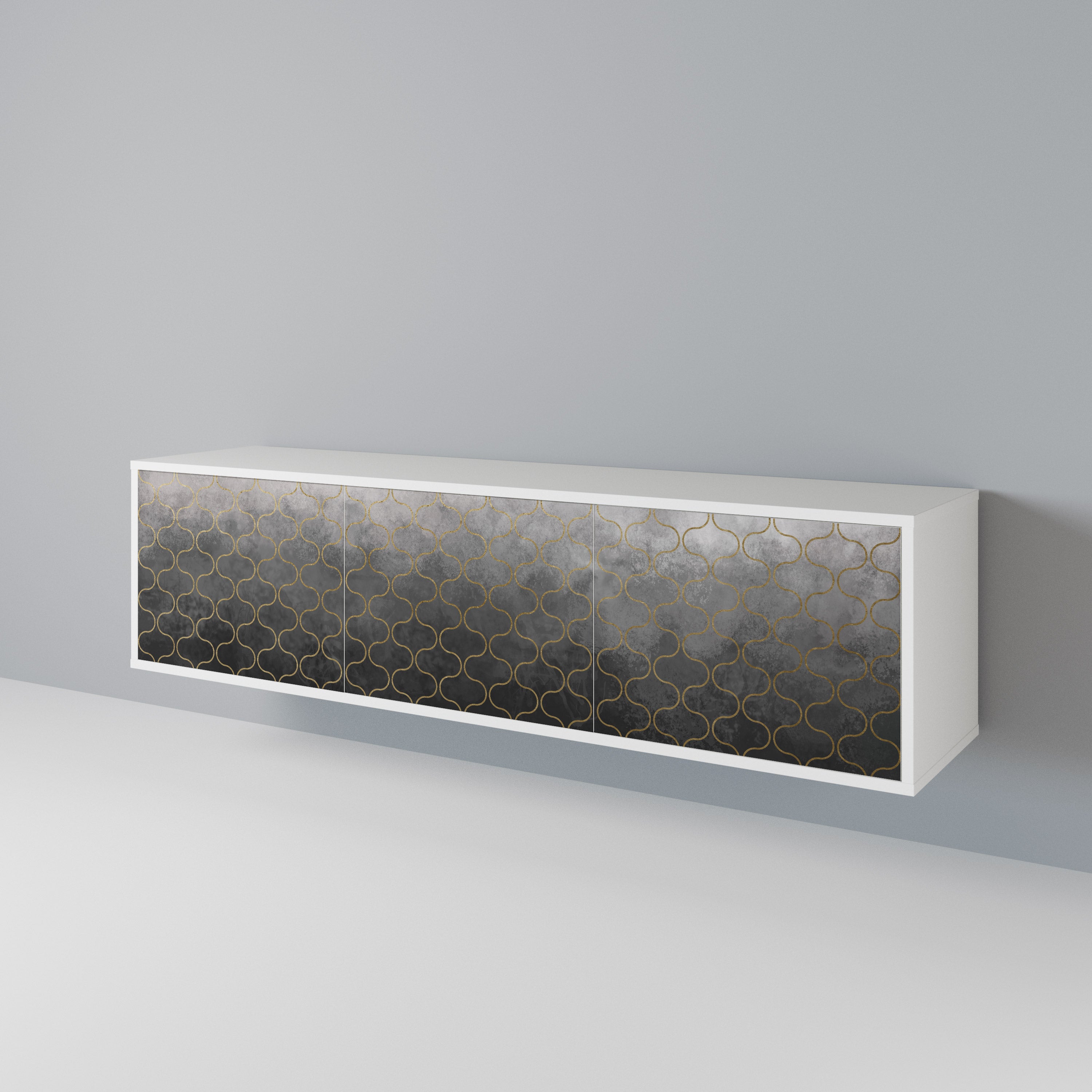 TESSELATED GRAYISH 3-Door TV Cabinet